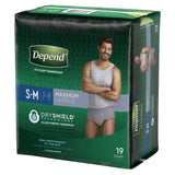 Depend FIT-FLEX Absorbent Underwear for Men, Small/Medium, Pull-On, Gray, Disposable