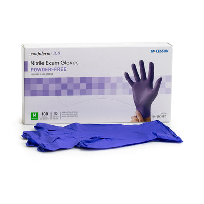 McKesson Confiderm® 3.0 Nitrile Exam Glove, Medium, Blue