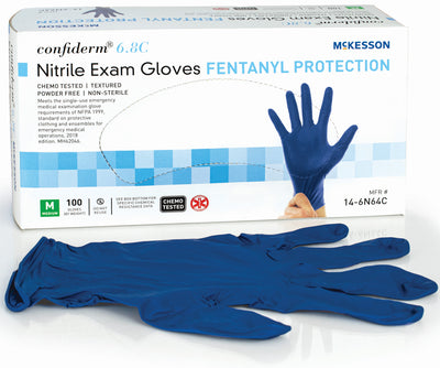 McKesson Confiderm® 6.8C Nitrile Exam Glove, Medium, Blue